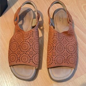 Clarks Tan Perforated Sandals